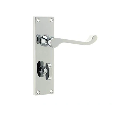 Image of 3 x Victorian Scroll Bathroom Door Handles 150 40mm Polished Chrome Finish