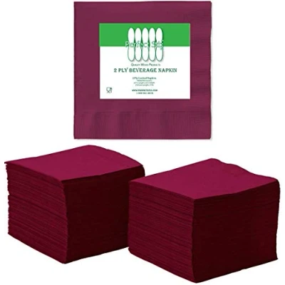 Image of Perfectware 2 Ply Burgundy Bev 250 Beverage Napkins Pack of 250ct