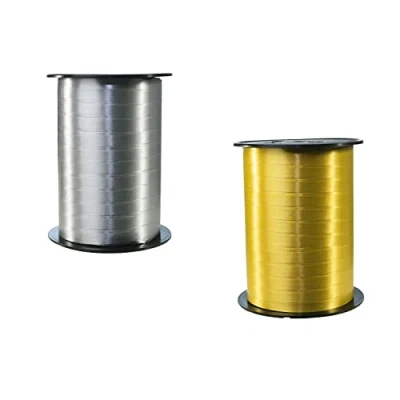 Image of Clairefontaine 601776AMZC a set of 2 spools Smooth Bolduc Ribbon 500mx0.7 cm Gift wrapping, decorative accessory Gold/Silver