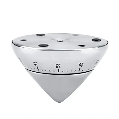 Image of TOPINCN Kitchen Timer Stainless Steel 60 Minutes Count Down Mechanical Cooking Timing Tool With Strong Magnet Back, Loud Alarm, Memory Function(Silver)