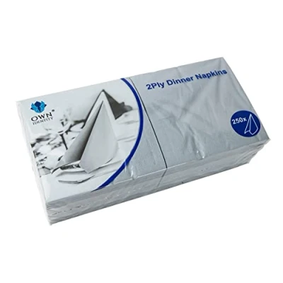 Image of We Can Source It Ltd Paper Napkin Serviettes/Tissues Soft 2 Ply 40cm Dinner 4 Fold (Square) Grey 500 Napkins (2Pack)