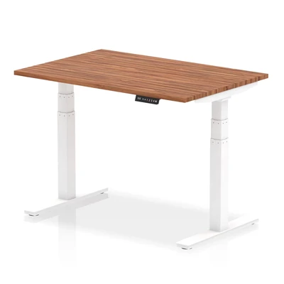 Image of Air 1200/800 Walnut Height Adjustable Desk With White Legs HA01025