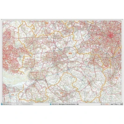 Image of Warrington WA Postcode Wall Map 2A Plastic Coated (119cm x 168cm)