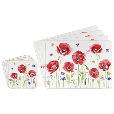 Image of The Leonardo Collection LP94604 Poppy Field Floral Place Mats (Set of 4)
