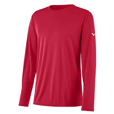 Image of Mizuno Men&#039;s Nxt Long Sleeve Tee T Shirt, Red, X Large