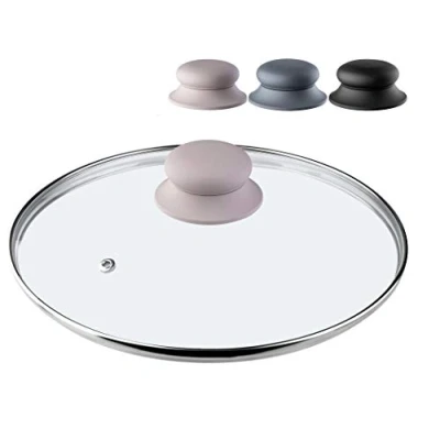 Image of KADAX Glass Lid with Silicone Handle, Heat Resistant for Pots and Saucepans, Durable Steam Vent, Transparent Cooking (Beige, 20 cm)