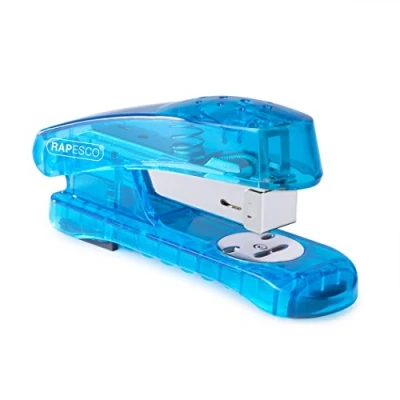 Image of Rapesco 1393 Snapper Sea Thru Half Strip Stapler, 20 Sheet Capacity, Transparent Blue