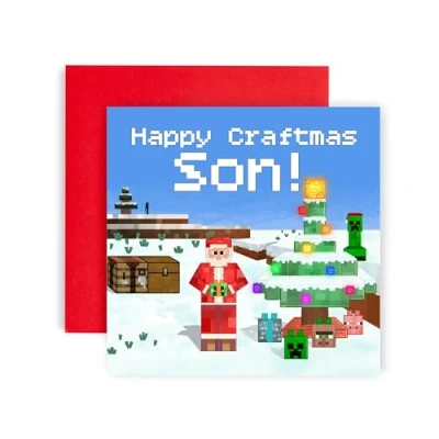 Image of Huxters Cool Christmas Card for Son Gaming Gamer him and Men Uncle Brother 14.8cm (Son)
