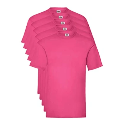 Image of FRUIT OF THE LOOM Men&#039;s Valueweight 5 Pack T Shirt, Pink (Fuchsia 52), X Large Manufacturer Size L UK