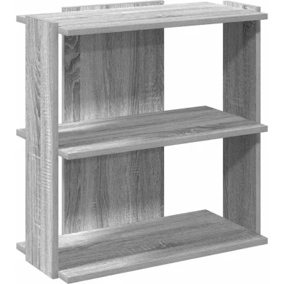 Image of vidaXL 3 tier bookcase/bookshelf/book rack, grey sonoma, engineered wood living room/office 60x30x60cm