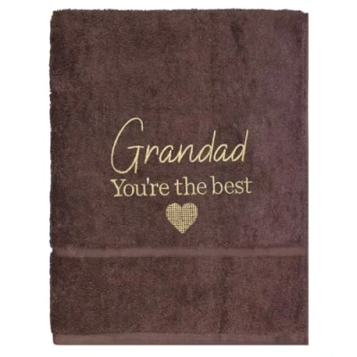 Image of TeddyT&#039;s Personalised Grandad &amp; Dad Gift Message Chocolate Brown Hand Towel (Grandad Towel)
