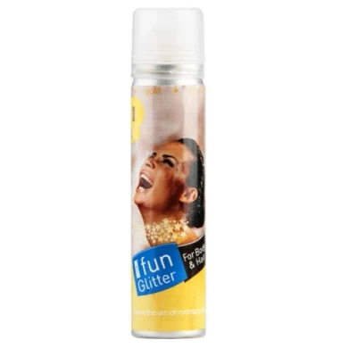 Image of Smiffys Make Up FX, Hair &amp; Body Spray, Gold Glitter, 75ml Can, Cosmetics and Disguises Fancy Dress, Cosmetic Dress Disguises.