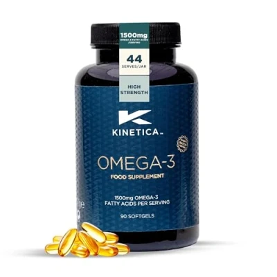Image of Kinetica Omega 3 Fish Oil, 1500mg (1000 EPA, 500mg DHA) 90 Capsules, 45 Servings