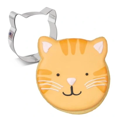 Image of Cat Face Cookie Cutter 11.1 cm, Made in USA by Ann Clark