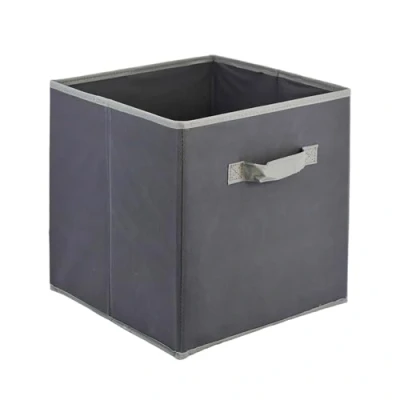 Image of Foldable Square Canvas Storage Bins Collapsible Folding Box Fabric Cubes Organisers for Toys, Magazines, Nursery Items, Clothes, Art &amp; Craft Supplies (Large 30 x cm) (Grey, 1)