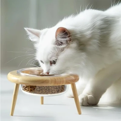 Image of Navaris Raised Cat Bowl Food with Tilted Stand Elevated Feeding Ceramic Bowls Ergonomic or Water on a High for