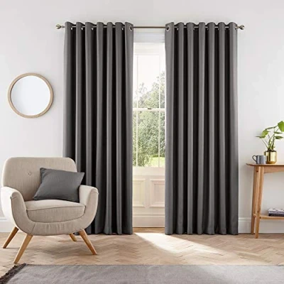 Image of Helena Springfield London Eden Curtains, Polyester, Charcoal, 90x72