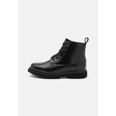 Image of Calvin Klein Jeans EVA BOOT MID Laceup Ankle boots, Women&#039;s, Size: 6, Triple black Leather