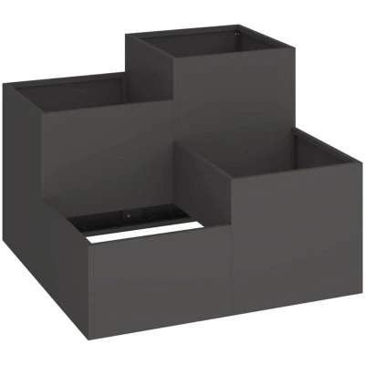 Image of vidaXL Garden Planter 80x80x60 cm Black Steel