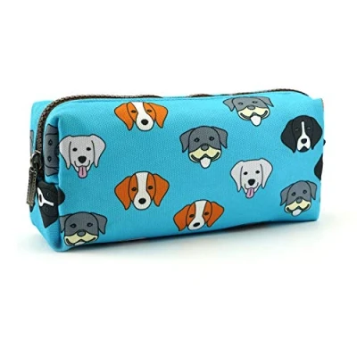 Image of LParkin French Bulldog Pencil Case Capacity Canvas Pen Bag Pouch Stationary Makeup Cosmetic Gadget Box