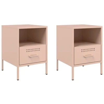 Image of vidaXL Bedside Cabinets 2 pcs Pink 36x39x50.5 cm Steel
