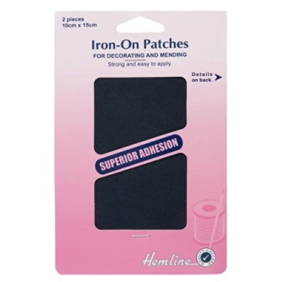 Image of Hemline Iron On Patches 2 Pieces 10cm x 15cm Navy