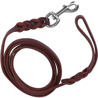 Image of HuaDmaing Pet Dog Leash Leather Lead Training Belt Safety Traction Rope for Small and Medium Dogs 1.5m Brown