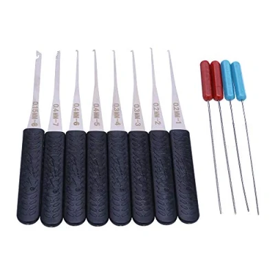 Image of Loboo Idea Broken Key Extractor Set Home Depot Locksmith Tool Removal Hooks LockPick (12pcs, Black)