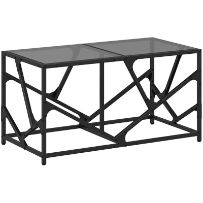 Image of vidaXL Coffee Table with Black Glass Top 78.5x40x41 cm Steel