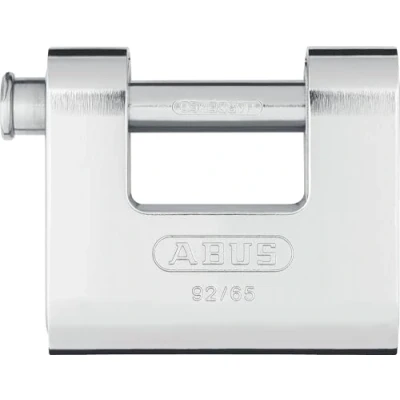 Image of ABUS Monobloc padlock 92/65 Brass lock with steel casing for vending machines, roller grilles and much more thick bolt security level 7 silver