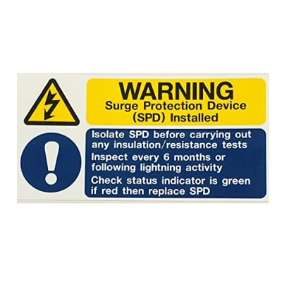 Image of Warning signs Surge Protection Device IS10710SA Self adhesive Vinyl Pack of 10 100 x 50