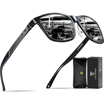 Image of ATTCL Men&#039;s Retro Metal Frame Driving Polarized Sunglasses Mens Womens 18587 black UV400 CAT 3 CE