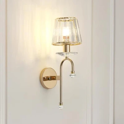 Image of Modern Crystal Wall Light Sconce, E14 Gold Lamp, Lighting Fixtures for Living Room Bedside Bedroom Corridor Dining Hallway (Gold B)