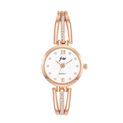 Image of JewelryWe Womens Bracelet Watch Silver/Gold Tone Stainless Steel Round Dial Rhinestone Studded Bangle Watch, for Mothers Day