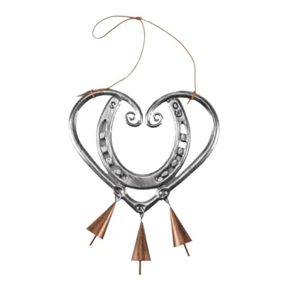 Image of MARKELL 1 Piece Lucky Love Wind Chime Metal Heart Shaped Horseshoe Chimes Garden Home Decoration