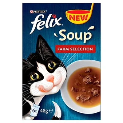 Image of Felix Soup Cat Food Farm Selection 6x48g, Pack of 8
