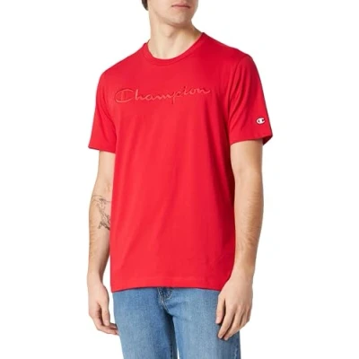 Image of Champion Men&#039;s Legacy Icons Tonal Logo S/S Crewneck T Shirt, Carmine Red, M