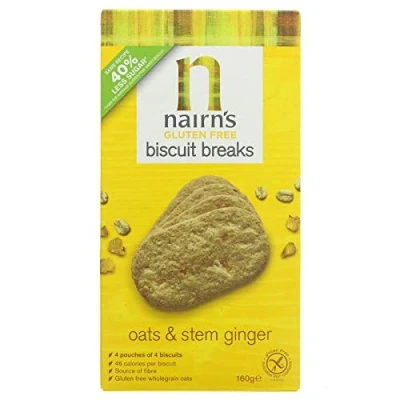Image of (Pack Of 4) Gluten Free Biscuits Breaks Oats &amp; Stem Ginger NAIRN&#039;S OATCAKES