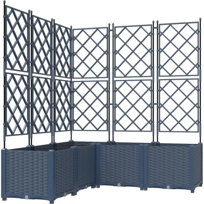 Image of vidaXL Garden Planter with Trellis 5 pcs Grey 120x120x143 cm