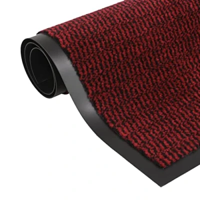 Image of vidaXL Red Dust Control Mat, 90x150 cm, Polypropylene Non Slip Backing, Moisture and Damp Proof, Easy to Clean, Ideal for Heavy Traffic Areas