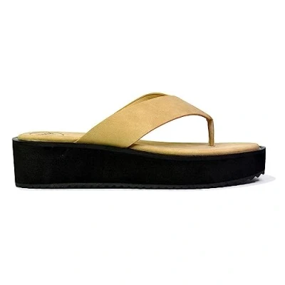 Image of Women Low Wedge Toe Post Sandals Ladies Flip Flops Platform Summer Taupe Flatform Shoes 4