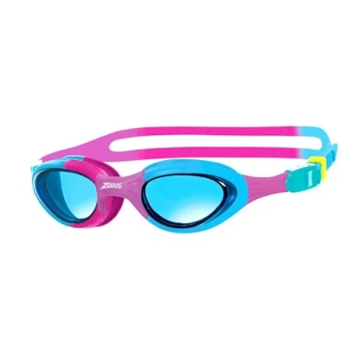 Image of Zoggs Super Seal kids Swimming Goggles, UV Protection Swim Quick Adjust Split Yoke Comfort Strap, Fog Free Clear Goggle Lenses, Goggles 6 14 years, Pink/Pink/Blue