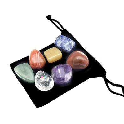 Image of WANGCL 7Pcs Chakra Healing Crystals Set Natural Gemstones for Anxiety Relief Meditation Balancing Yoga 7 Positivity Gift