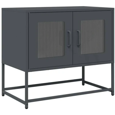 Image of vidaXL TV Cabinet Anthracite 68x39x60.5 cm Cold Rolled Steel Modern Media Console with Ample Storage and Metal Legs
