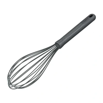 Image of Zyliss Large Silicone Head Hand Whisk, Sustainable Wheat Straw Handle, Balloon Whisk with Heat Resistant Head, Suitable for Non Stick Cookware, Beluga Grey, 30.5cm x 6.5cm, Dishwasher Safe