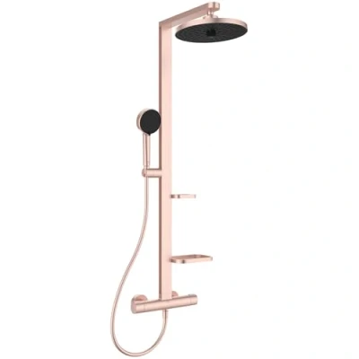Image of Ideal Standard BD583RO Alu+ Shower System with Ceratherm Thermostat Lead Free, Chrome &amp; Nickel Free Spa Rain 2 Function Hand in Rose
