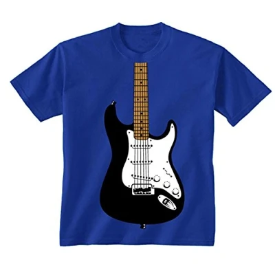 Image of Youth Kids Childrens Electric Guitar Image T Shirt Royal Blue 9 11 Years (L)