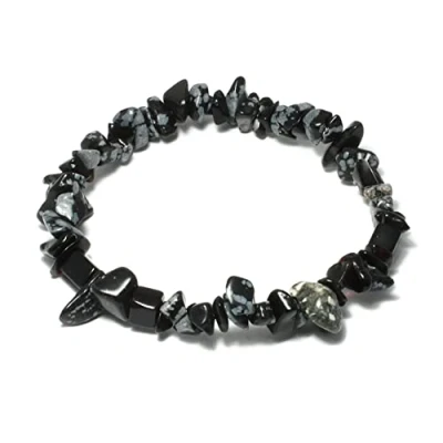 Image of CrystalAge Snowflake Obsidian Gemstone Chip Bracelet