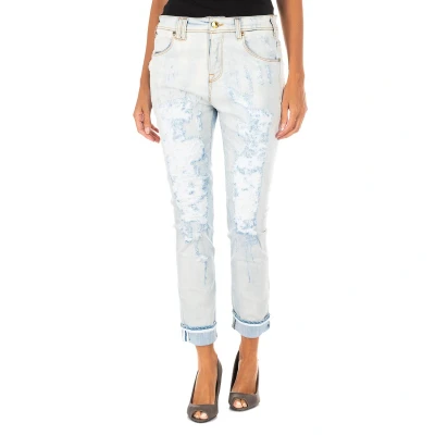 Image of Met Womens Long denim pants with straight hem cut 10DBF0667 woman Blue Cotton Size 28 (Waist)