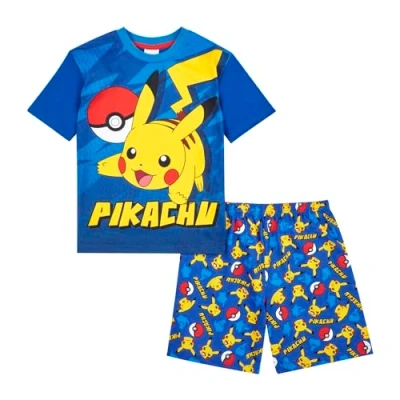 Image of Pokemon Boys Pyjamas, Pikachu Pjs Set, Ages 5 to 12 Years Old, Nightwear 9 10 Blue